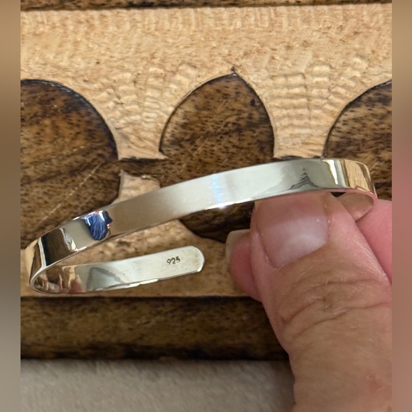 Sterling Silver open bangle stackable cuff unisex minimalist bracelet Taxco925